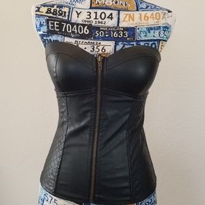Bustier black pleather top. Very sexy. Size 4-6